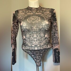 NWOT Black Patterned Women's body suit